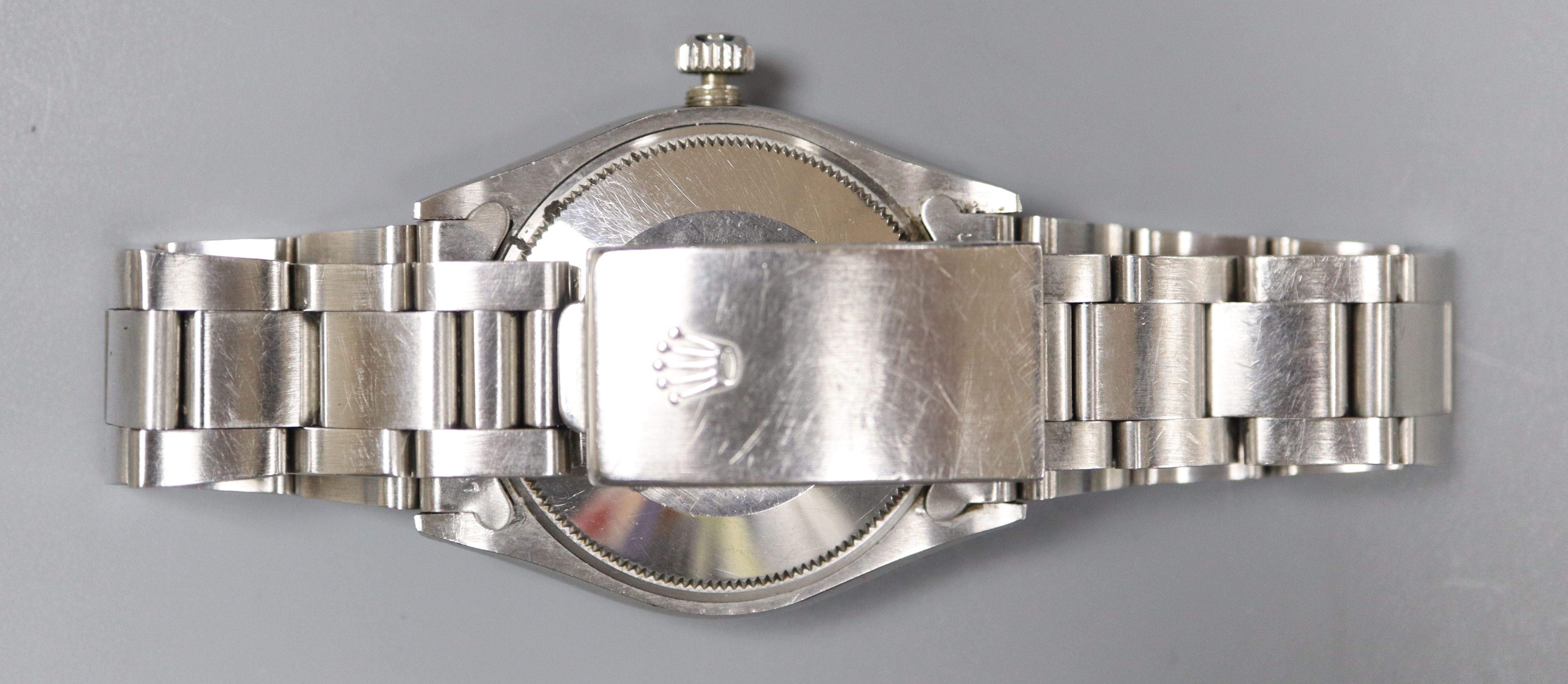 A gentlemans early 1960s stainless steel Rolex Oyster Perpetual Air-King Precision wrist watch,